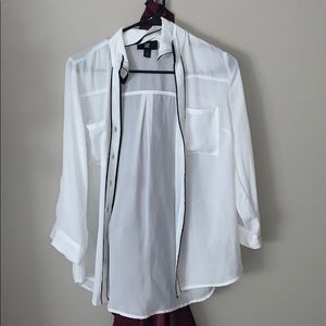 Women’s white shear button down shirt!